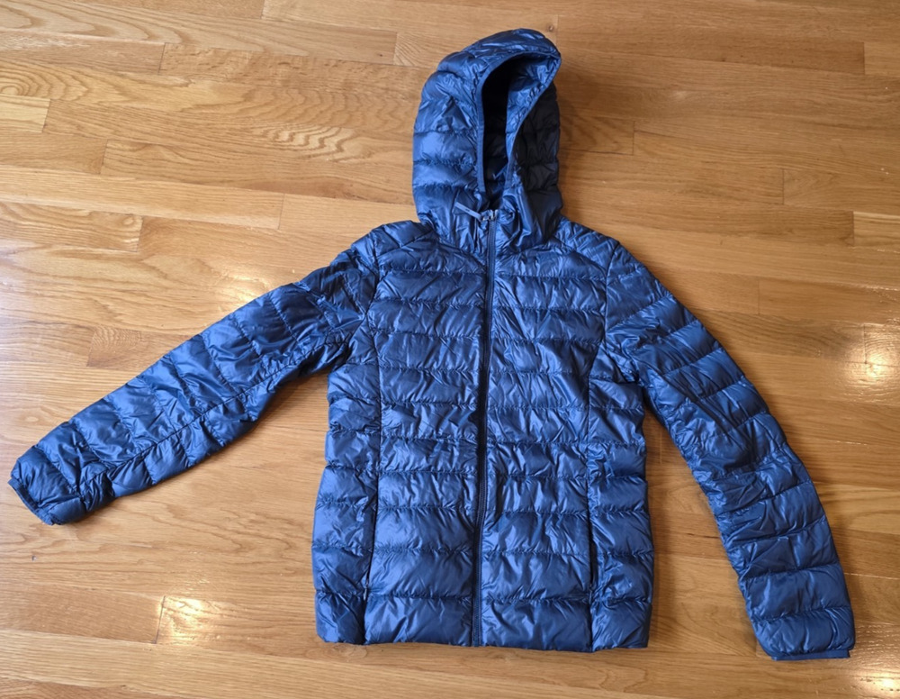 Uniqlo Ultra Light Down Parka S Blue Hooded Packable Puffer Jacket Womens